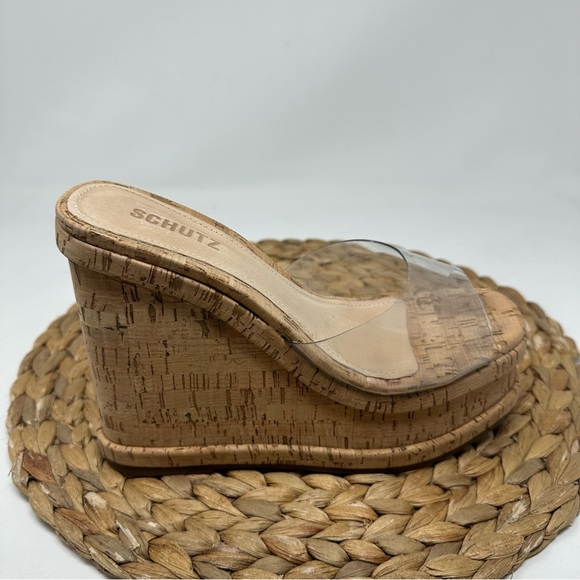 SCHUTZ Dalle Vinyl Sandals Transparent Tan Size 7.5 Women's - Picture 1 of 8
